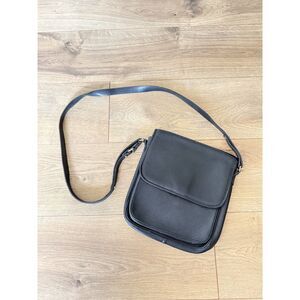 Y2K vintage Black leather pebbled crossbody flap mini messenger Bag Purse